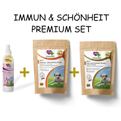 Spare beim Immun & Schönheit Premium Set: Vorteilspaket mit Immune Drops, Fell-Haut-Krallen Drops und Zahnstein Spray im günstigen Bundle