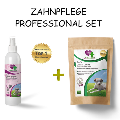 Spare beim Zahnpflege Professional Set: Vorteilspaket mit Sari's Dental-Hygiene Zahnstein Spray und Dental Drops im praktischen Bundle.