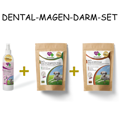 Spare beim Dental-Magen-Darm-Set: Vorteilspaket mit Zahnstein Spray, Detox & DOS Drops und Gras-Kot-Ausgleicher Drops im günstigen Bundle