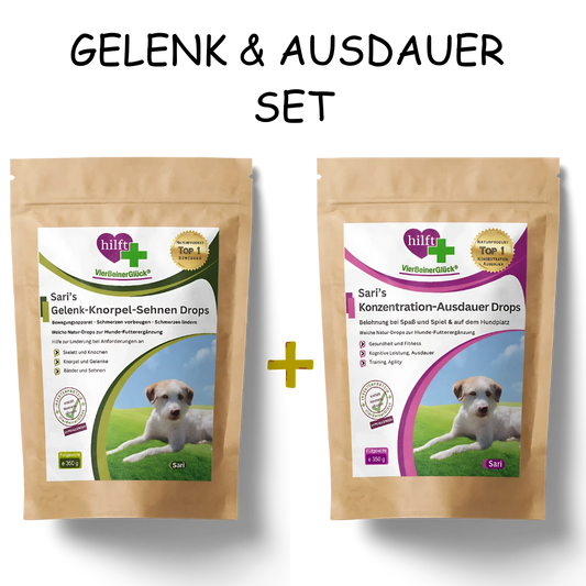 Gelenk & Ausdauer Set für Hunde - Natürliche Drops für Beweglichkeit und Leistungsfähigkeit - im praktischen Kombi-Paket.