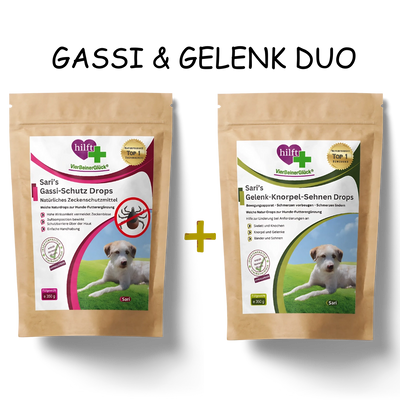 Spare beim Gassi & Gelenk Duo: Vorteilspaket mit Sari's Gassi-Schutz Drops und Sari's Gelenk-Knorpel-Sehnen Drops im praktischen Bundle