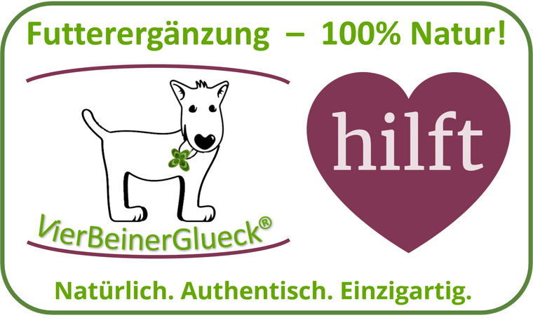 VierBeinerGlück Logo. Futterergänzung - 100% Natur! Natürlich. Authentisch. Einzigartig.