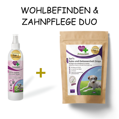 Wohlbefinden & Zahnpflege Duo für Hunde - Natürliche Drops für Ruhe und Ausgeglichenheit sowie Dentalpflege - im praktischen Kombi-Paket.