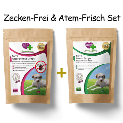 Spare beim Zecken-Frei & Atem-Frisch Set: Vorteilspaket mit Sari's Gassi-Schutz Drops und Sari's Dental Drops im praktischen Bundle