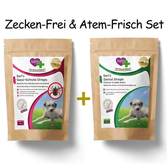 Spare beim Zecken-Frei & Atem-Frisch Set: Vorteilspaket mit Sari's Gassi-Schutz Drops und Sari's Dental Drops im praktischen Bundle